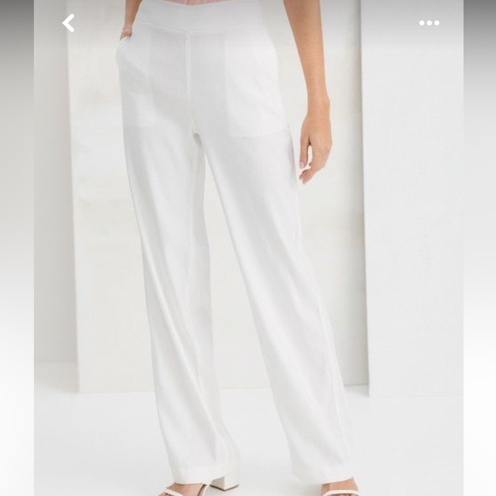 Chico’s White Wide Leg Linen Pant Sz L